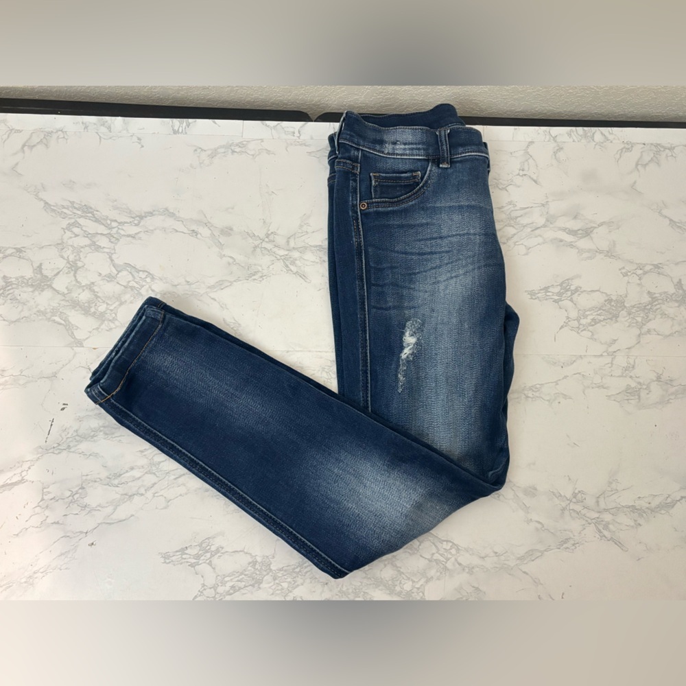 Soho New York & Company Jeans Sz 2 Dark Blue Wash Legging Jeggings Distressed